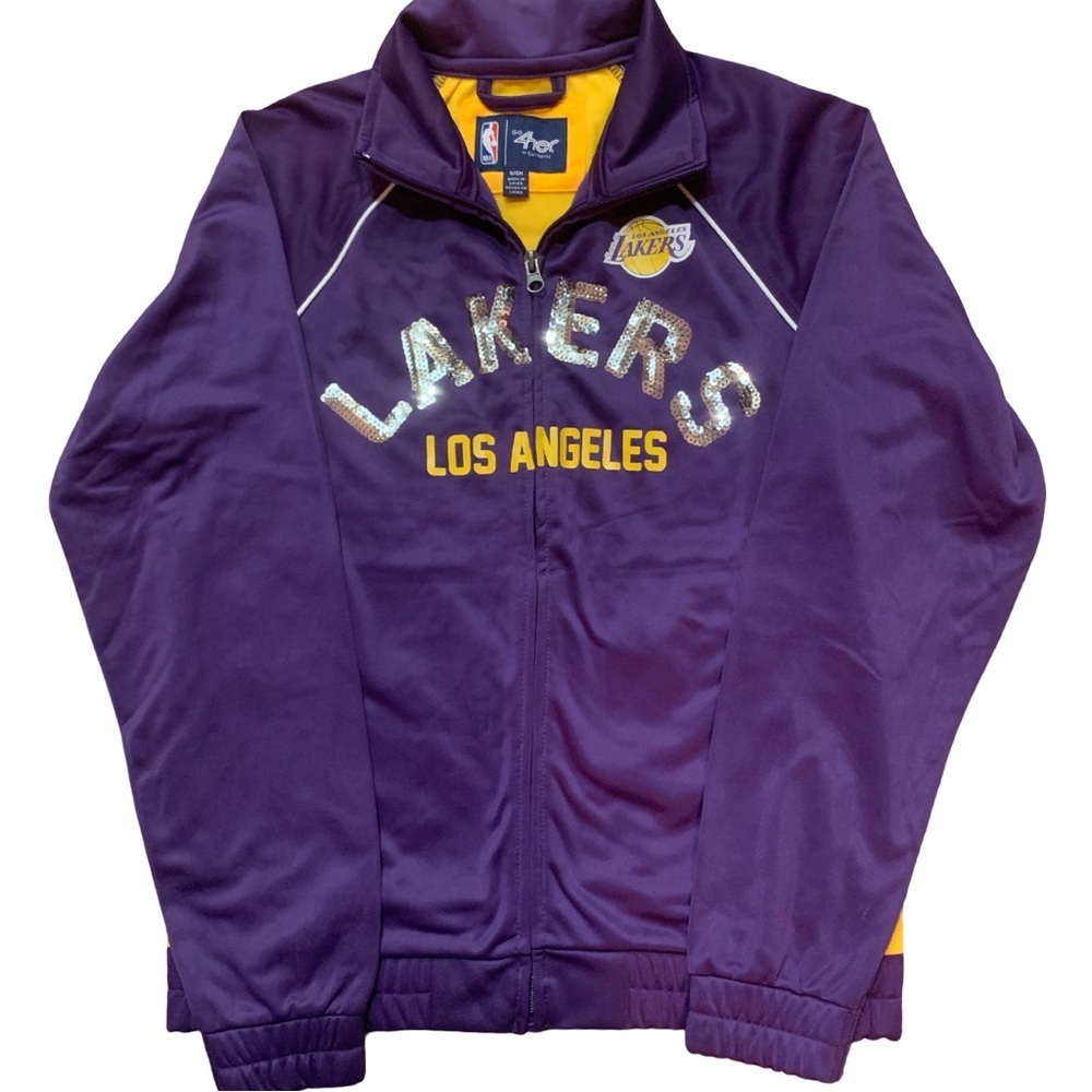 Womens G-III 4Her Carl Banks Purple/Gold LA Lakers Full-Zip Track Jacket Sz S